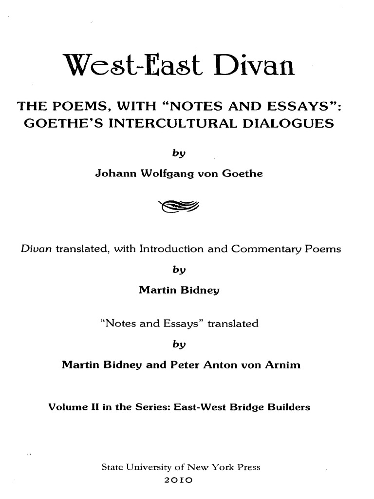 Goethe's West-East Divan: Poems & Essays | PDF | Hafez