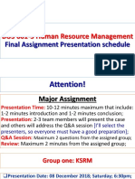 BUS601-5 Major Assignment Presentation Schedule