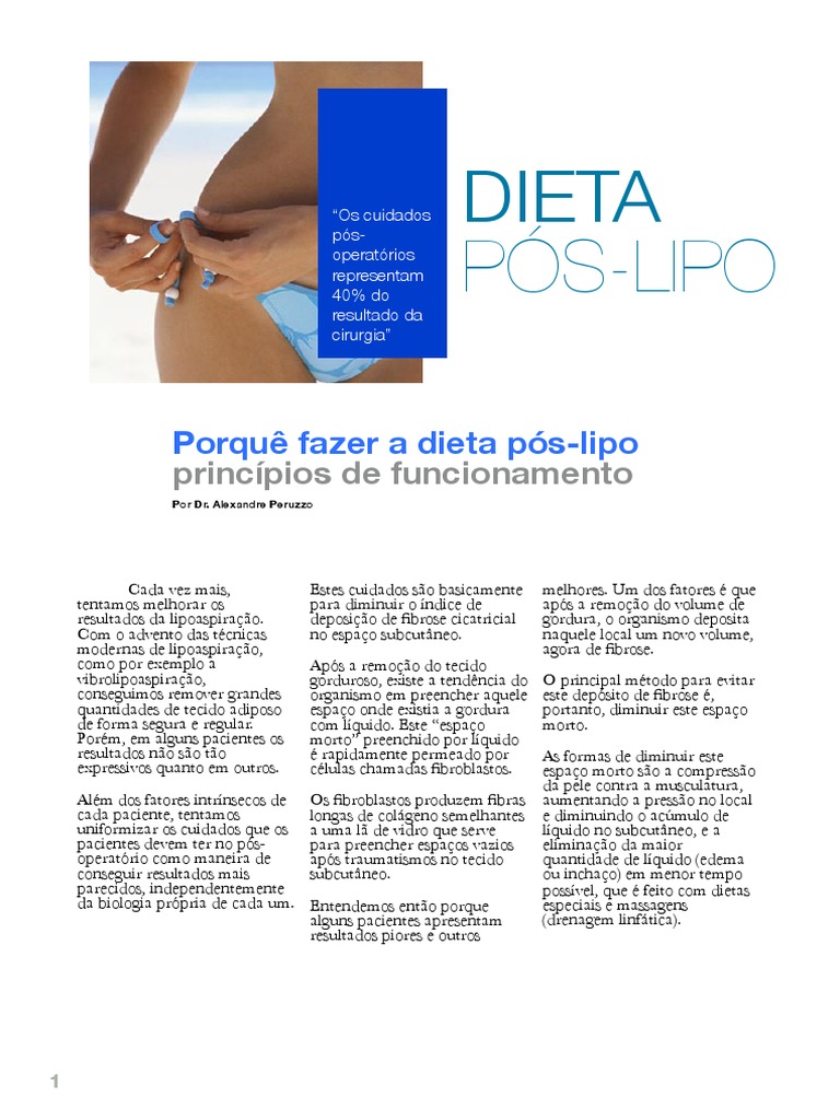 Dieta pós-lipo: princípios e recomendações alimentares para redução do ...