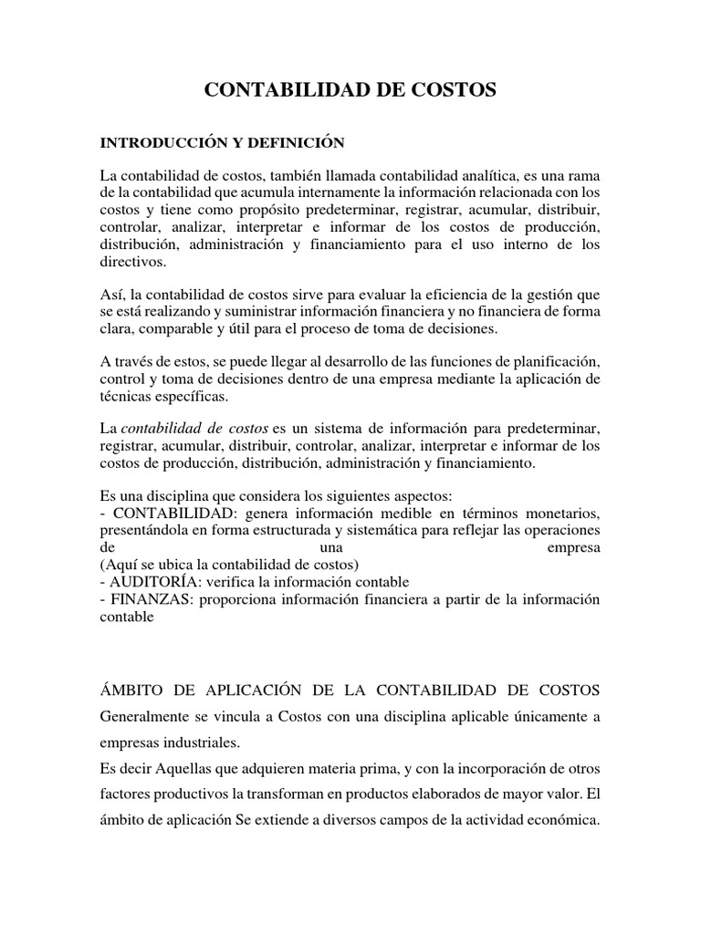 Guía Completa de Contabilidad de Costos | PDF | Contabilidad de costos ...