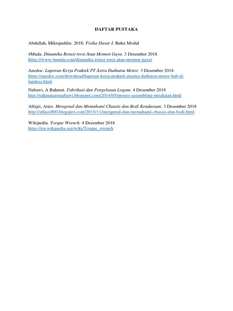 Contoh Daftar Pustaka Laporan Kerja Praktek - Barisan Contoh
