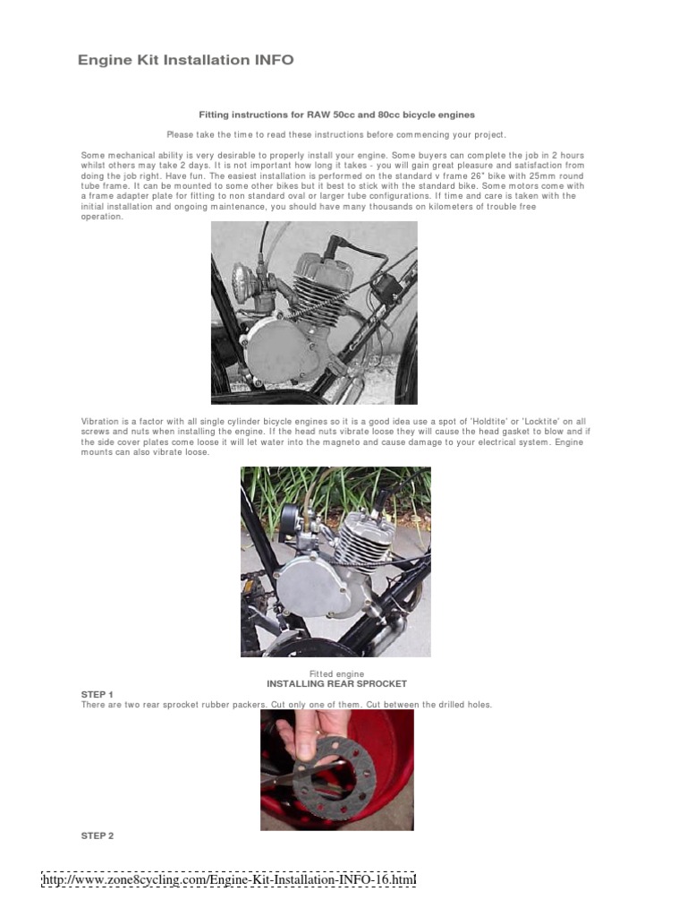 Bicycle Engine Kit Installation Guide Raw 80cc PDF Carburetor