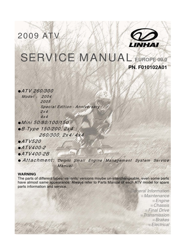 ATV Linhai Service Manual Werkstatthandbuch | PDF | Manual Transmission