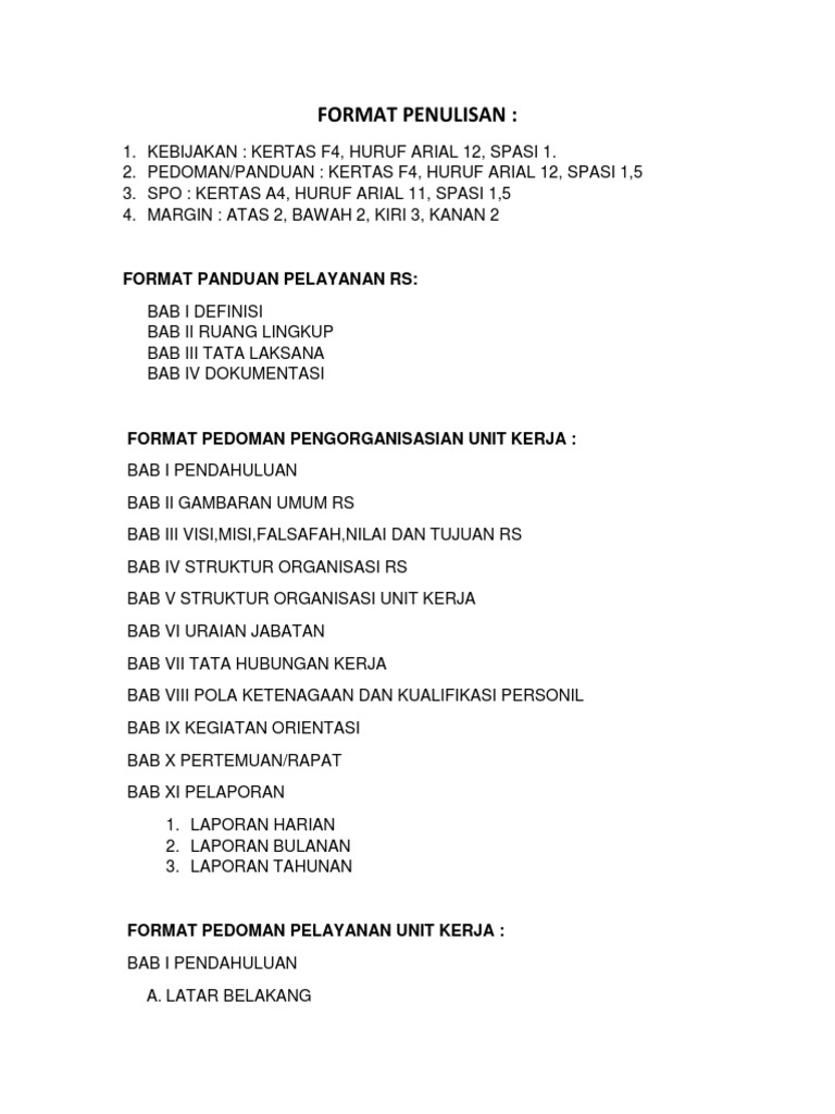 Format Penulisan Dokumen RS | PDF