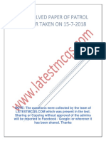 FPSC SOLVED PAPER OF PATROL OFFICER TAKEN ON 15-7-2018