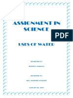 Assignment in Science: Uses of Water