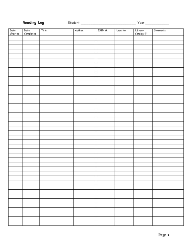 Reading Log | PDF | Language Arts & Discipline