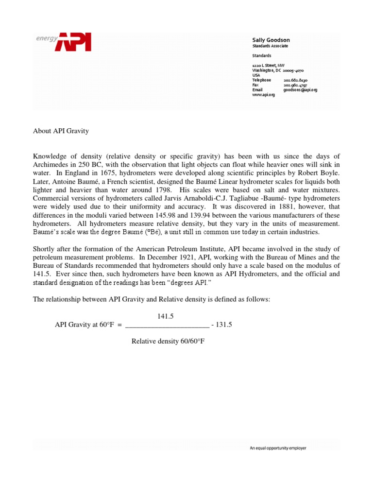 API Gravity | PDF | Physical Quantities | Volume