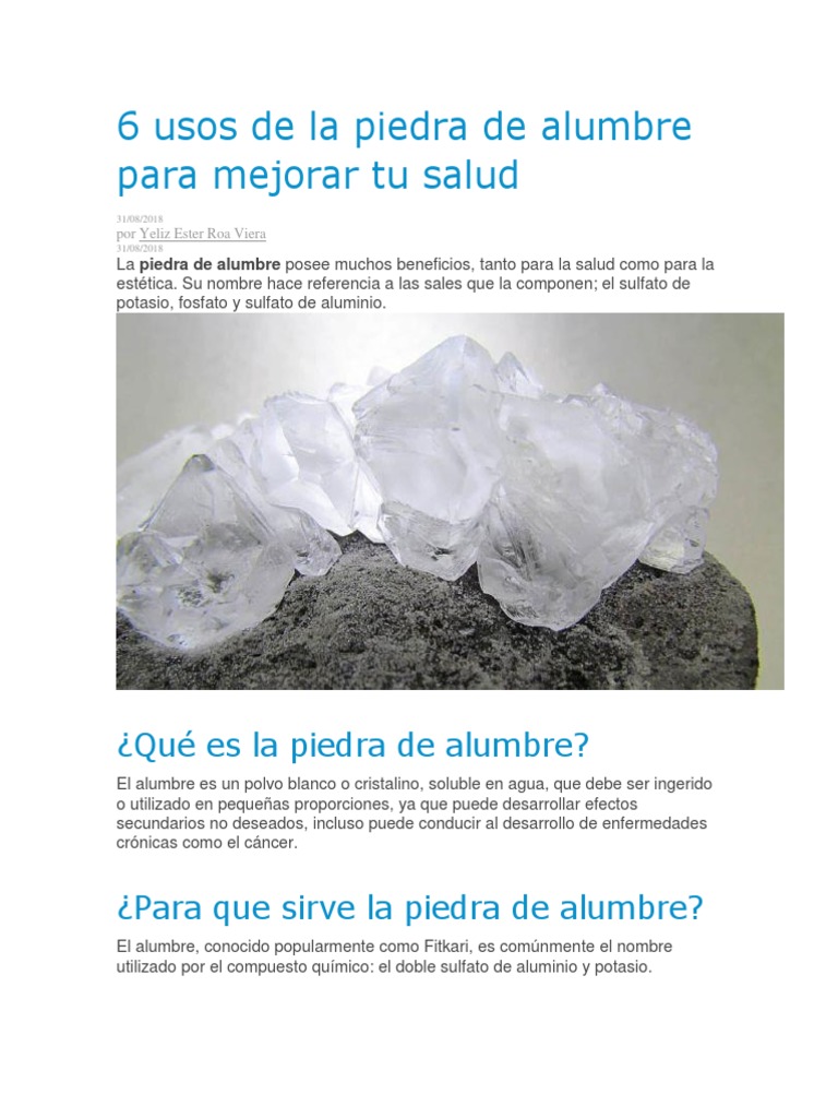 6 Usos de La Piedra de Alumbre para Mejorar Tu Salud PDF Herida Aluminio