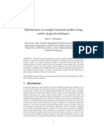 Optimisation of Complex Financial Models Using Nature-Inspired Techniques