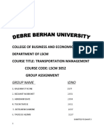 College of Business and Economics Department of LSCM Course Title: Transportation Management Course Code: LSCM 3052 Group Assignment