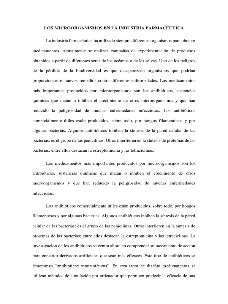 La importancia de los microorganismos en la industria farmacéutica y ...