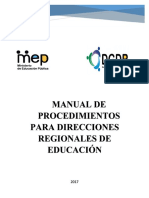 Manual de Procedimientos para Direcciones Regionales Del MEP CR