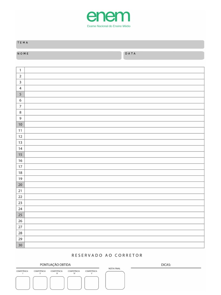 Folha de Redação ENEM
