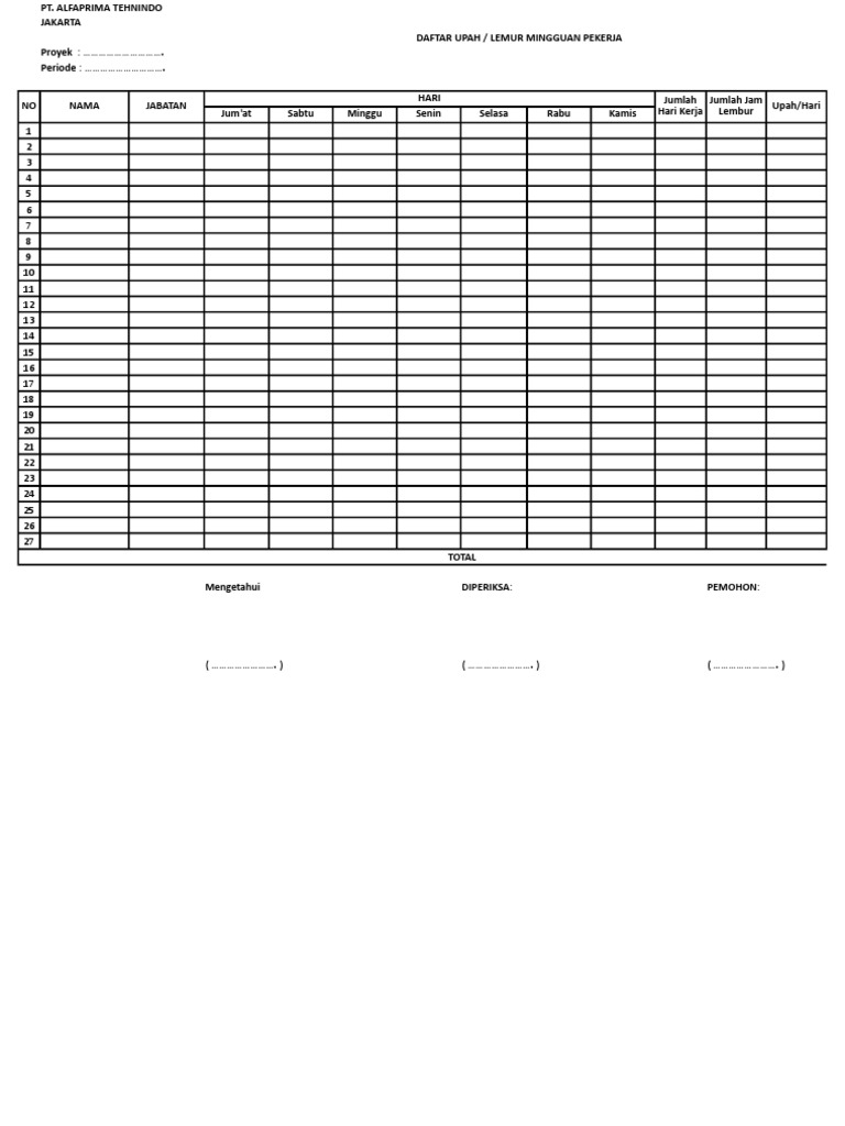 Form Upah Harian | PDF