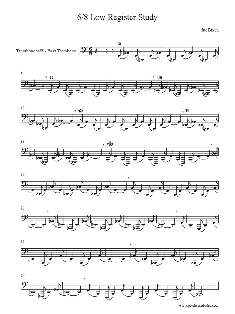 Six-Eight Low Register Study | PDF | Brass Instruments | Aerophones