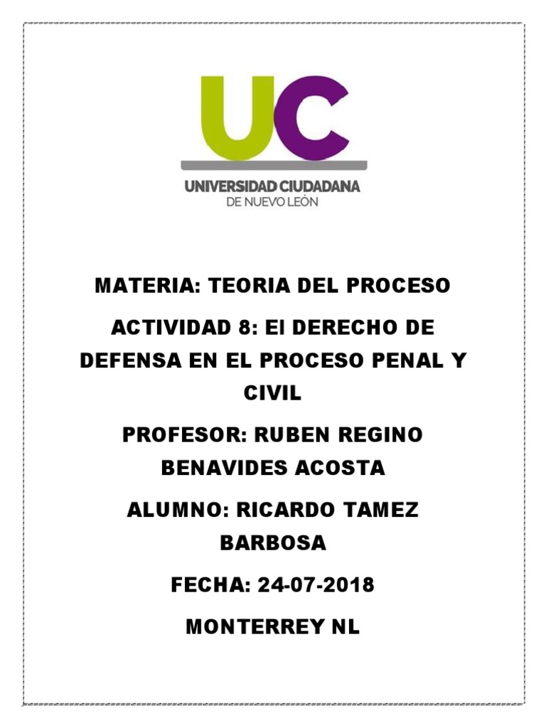 El derecho de defensa en los procesos penal y civil | PDF | Debido al ...