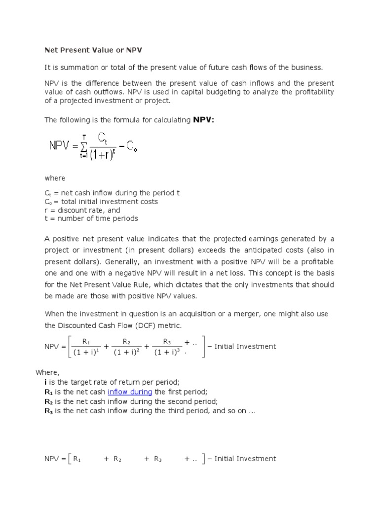 NPV and IRR Relationship Explained | PDF | Net Present Value | Internal ...