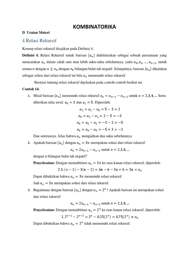 Relasi Rekursif dalam Barisan Matematika | PDF | Metode & Bahan Ajar ...