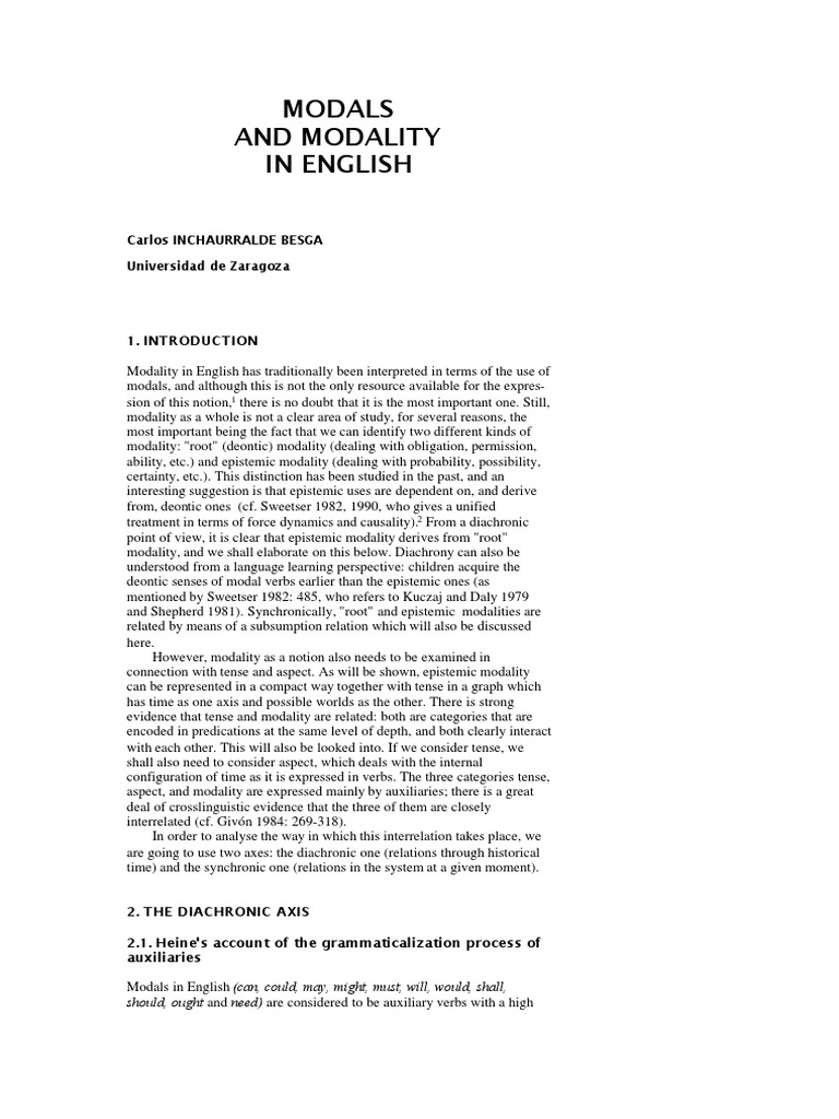 Modal and Modality by Besga PDF | PDF | Verb | Conceptual Model