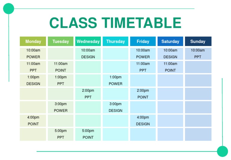 Weekly Class Schedule Overview | PDF
