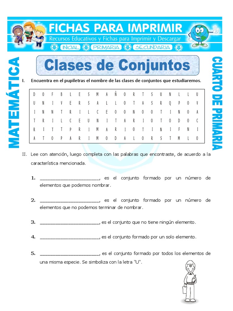 Clases y ejercicios de conjuntos 4to grado | PDF