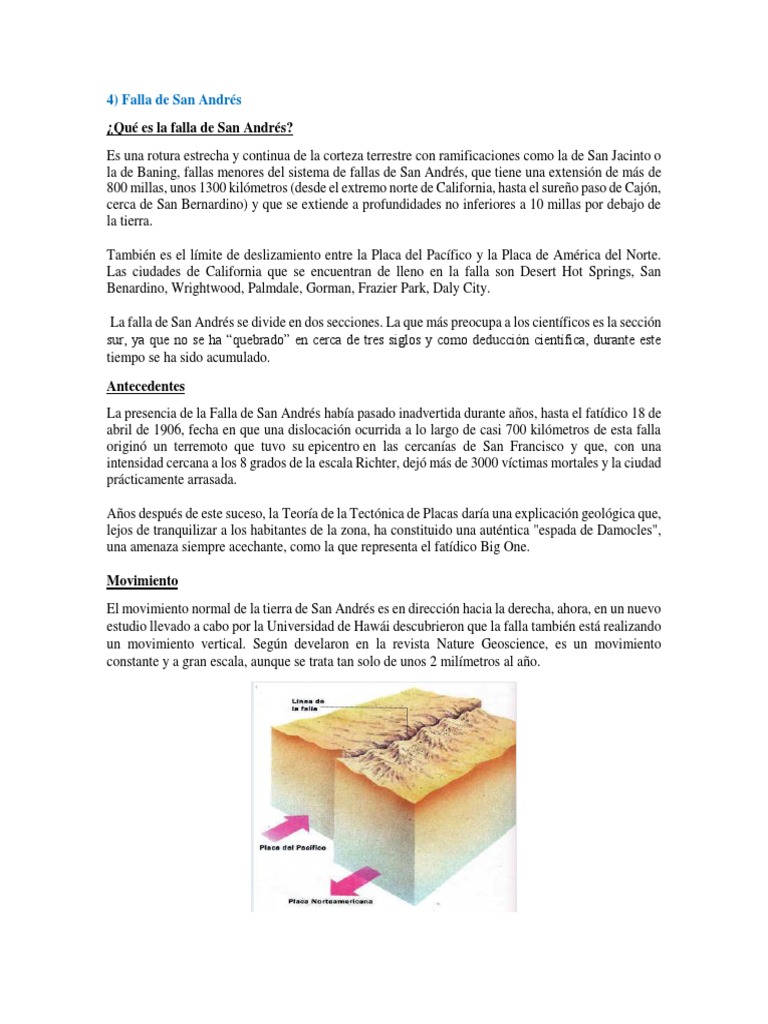 Falla de San Andres | PDF | Estructura de la tierra | Procesos geologicos