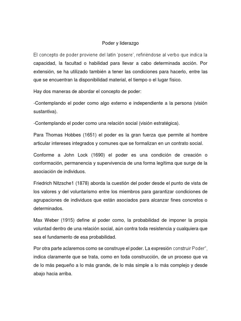 Poder y Liderazgo en las Organizaciones | PDF | Poder (social y ...