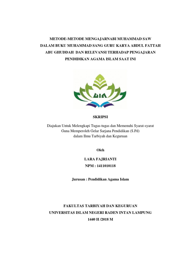 Cover Skripsi Uin Lampung Ide Judul Skripsi Universitas