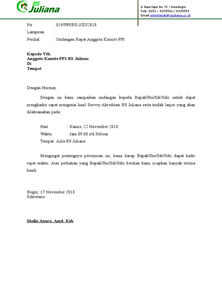 Undangan Rapat 17 Nov 2018