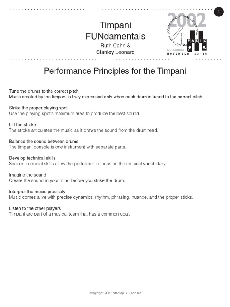 Timpani Fundamentals - Cahn and Leonard | PDF | Drum | Mentorship