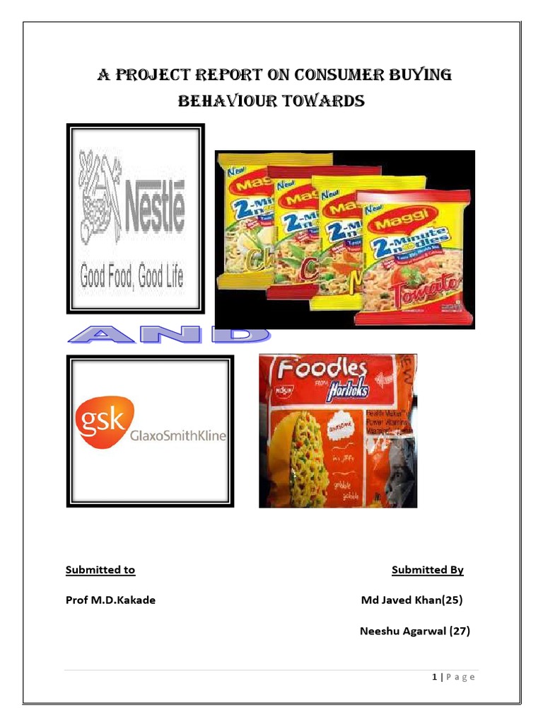 A Project Report On Consumer Buying Behaviour Towards: Submitted To ...