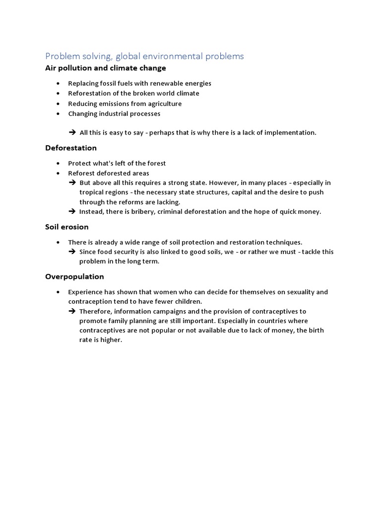 Solutions for Global Environmental Issues | PDF