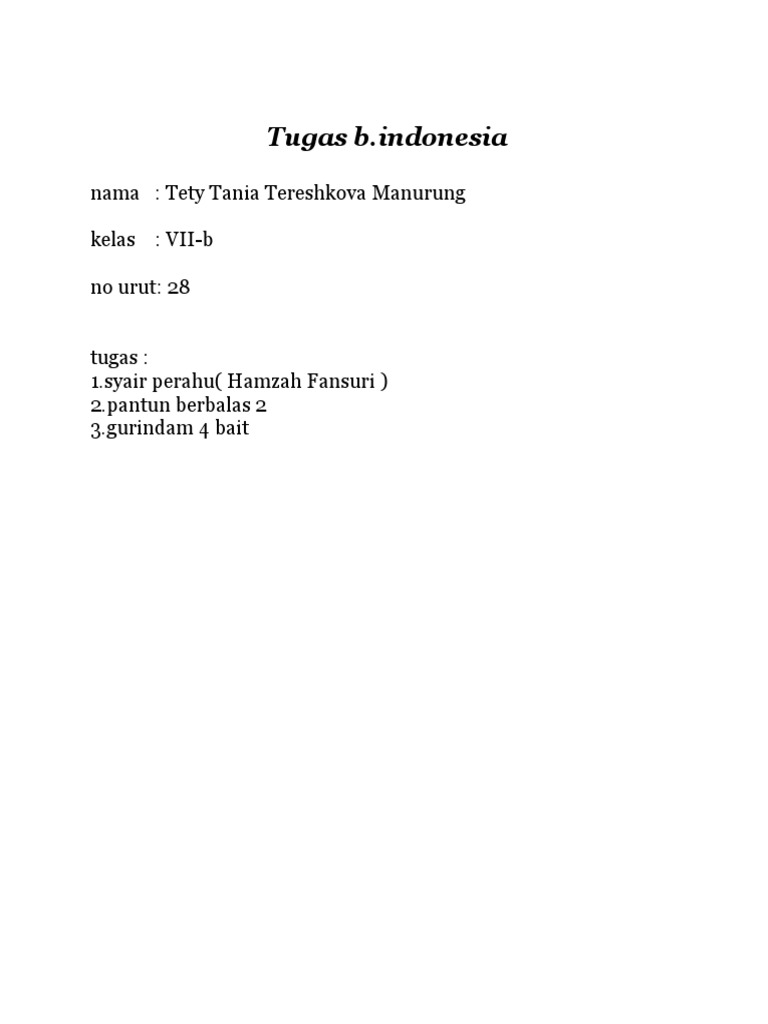 Dapatkan Gambar Tugas B Indonesia Nama Tety Tania Tereshkova Manurung Kelas Vii Terupdate by www.cikimm.com