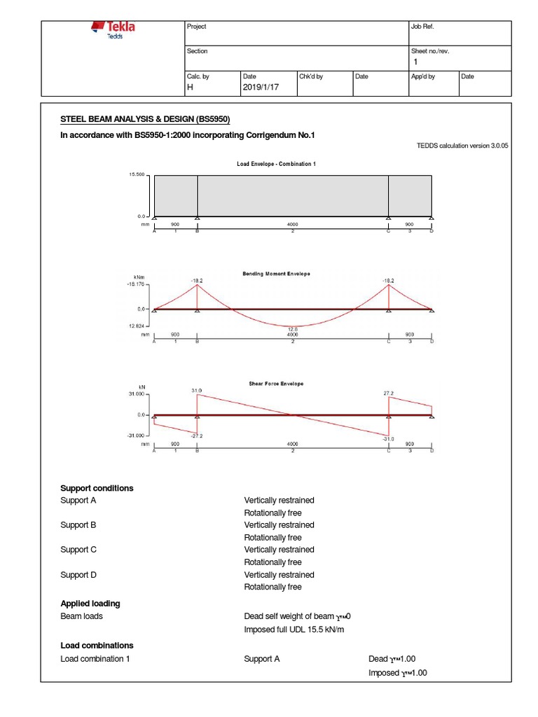 Steel Beam Analysis & Design (Bs5950) in Accordance With BS595012000