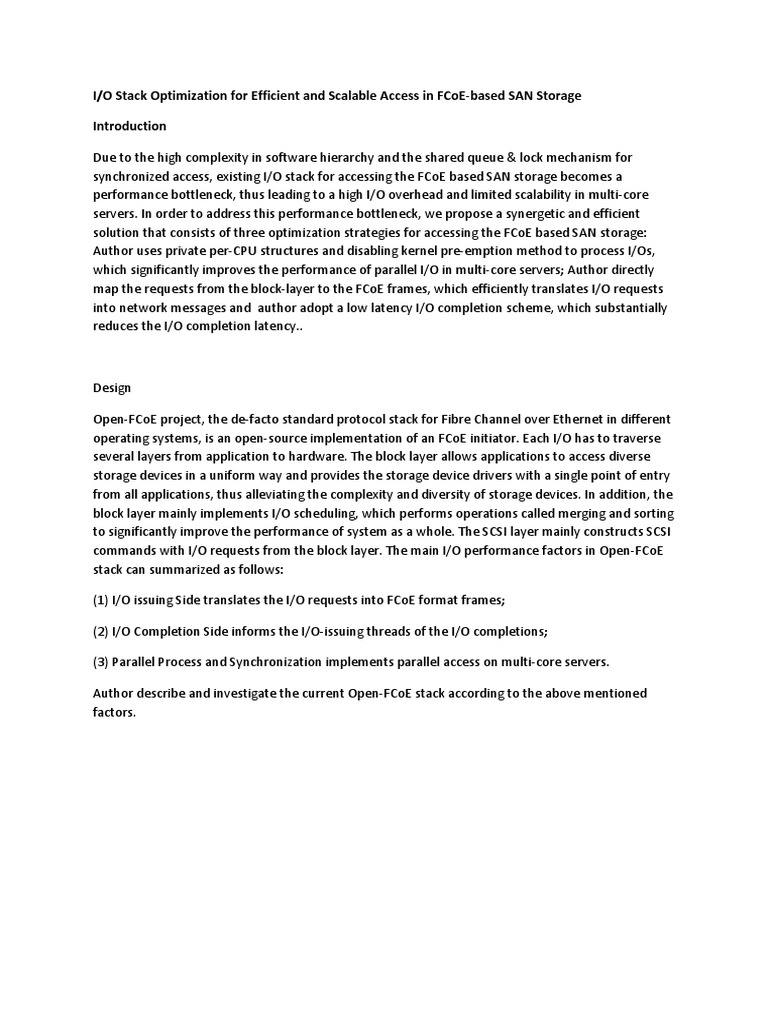 I/O Stack Optimization for FCoE SAN | PDF | Computer Networking | Computing