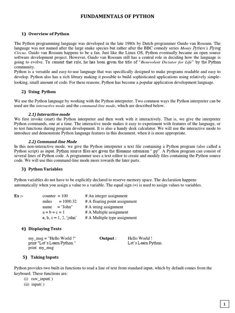 Python Fundamentals | PDF | Python (Programming Language) | Command ...