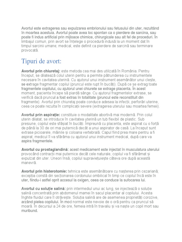 Avortul Este Extragerea Sau Expulzarea Embrionului Sau Fetusului Din ...