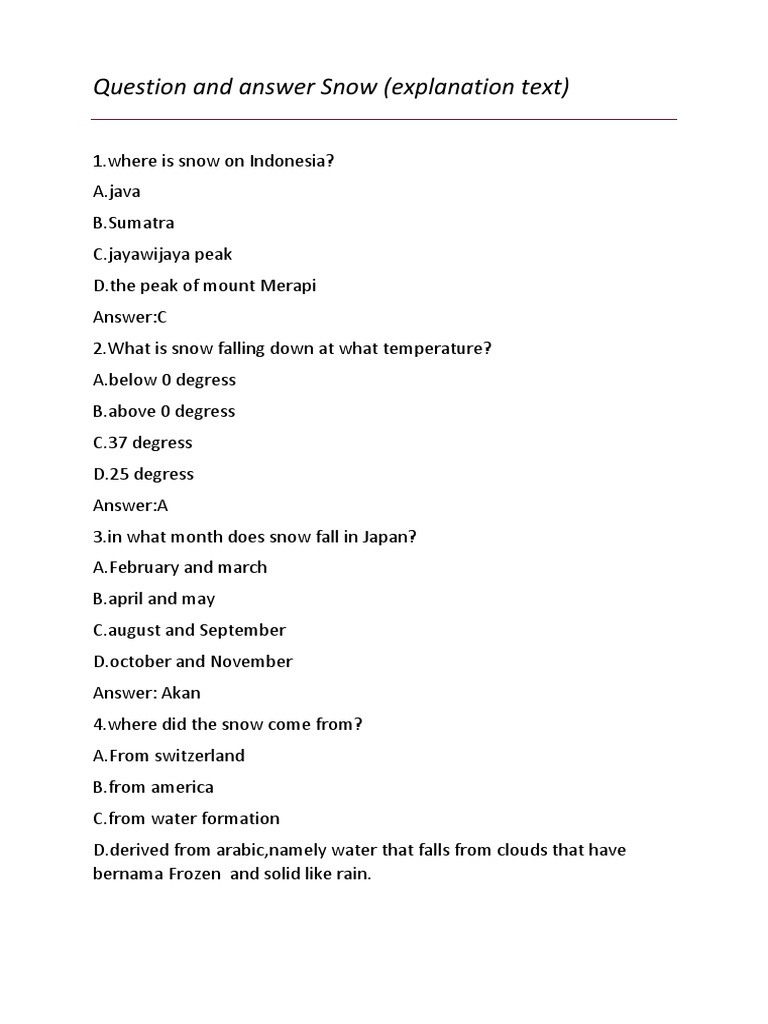 Snow Questions and Answers Overview | PDF | Snow | Physical Geography