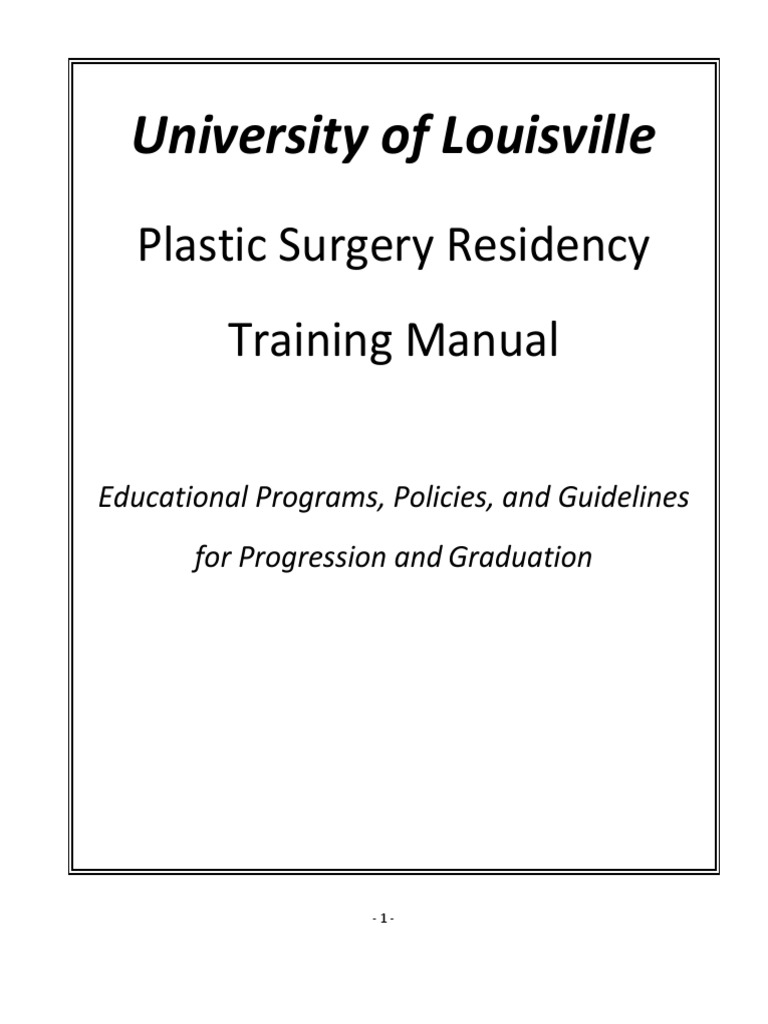 Plastic Residency Training Manual PDF Residency (Medicine) Health