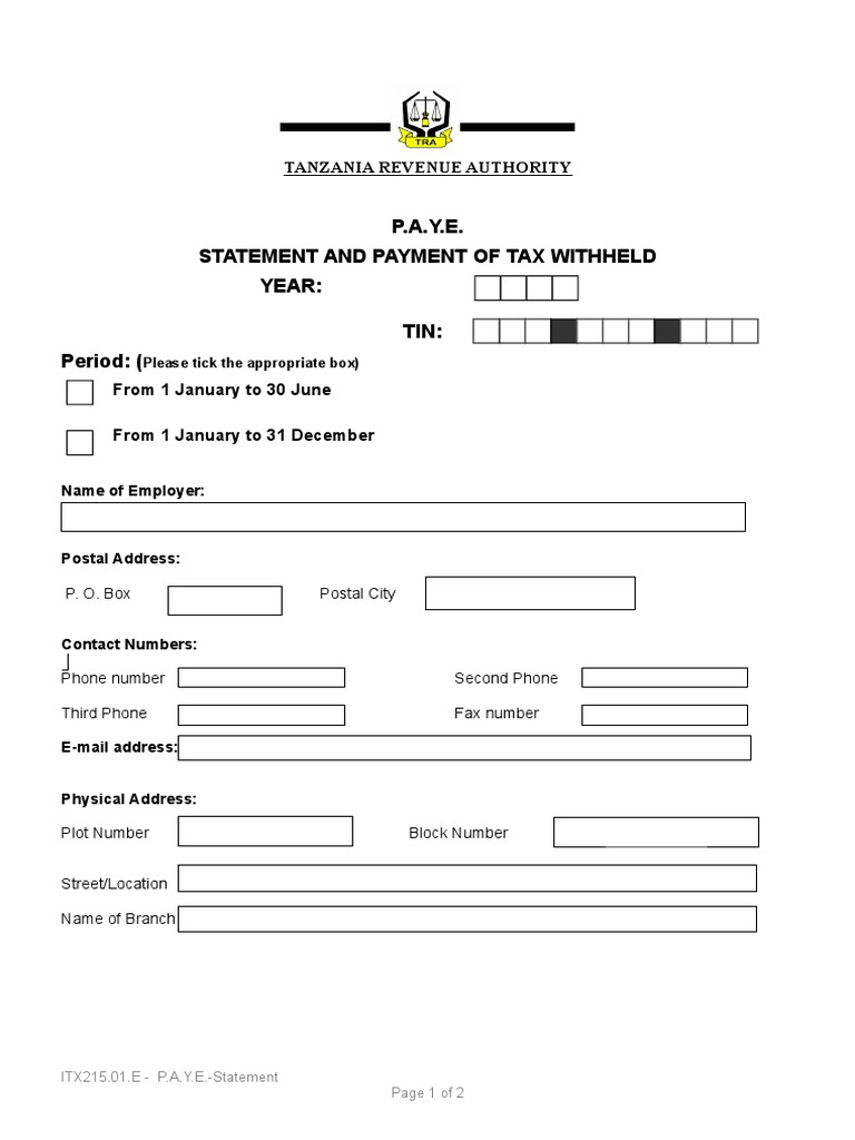 PAYE Tax Statement and Payment Form | PDF