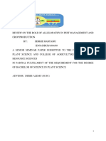 Review On The Role of Allelopathy in Pest Management and Crop Production By: Serkie Habtamu IDNO - DBUR/1994/09