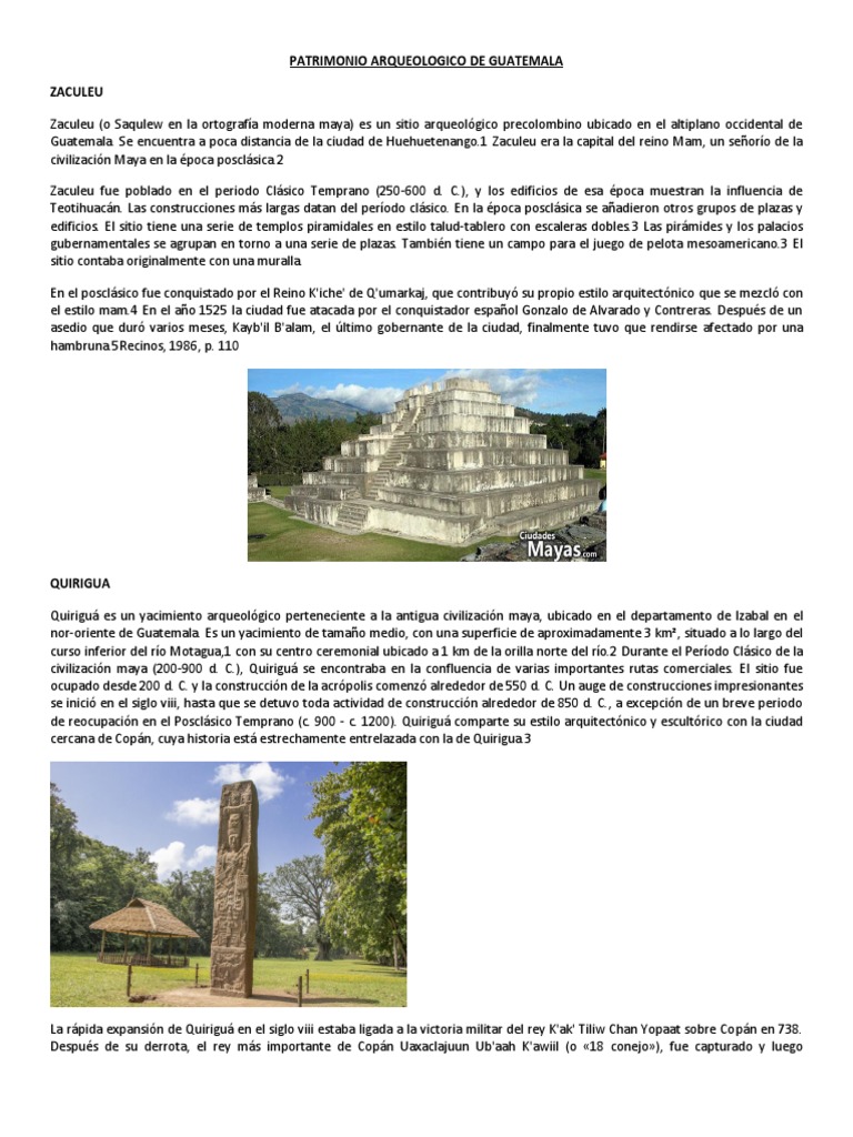 Patrimonio Arqueologico De Guatemala Pdf Civilizacion Maya Pueblos Mayas