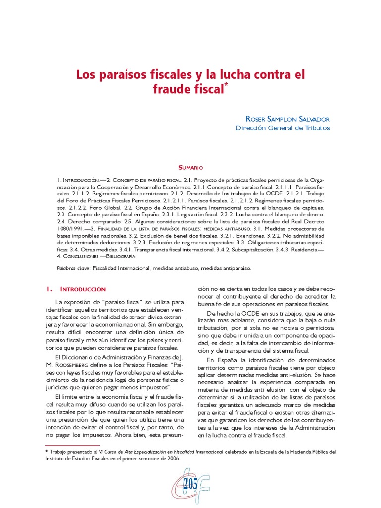 Paraísos y Lucha Contra El Fraude Fiscal | PDF | Paraíso fiscal ...