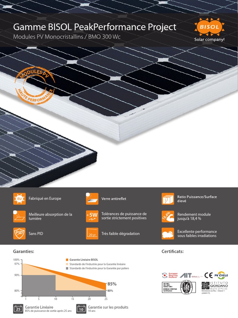 Bisol PV Panel Datasheet | PDF | Sciences physiques | Chimie