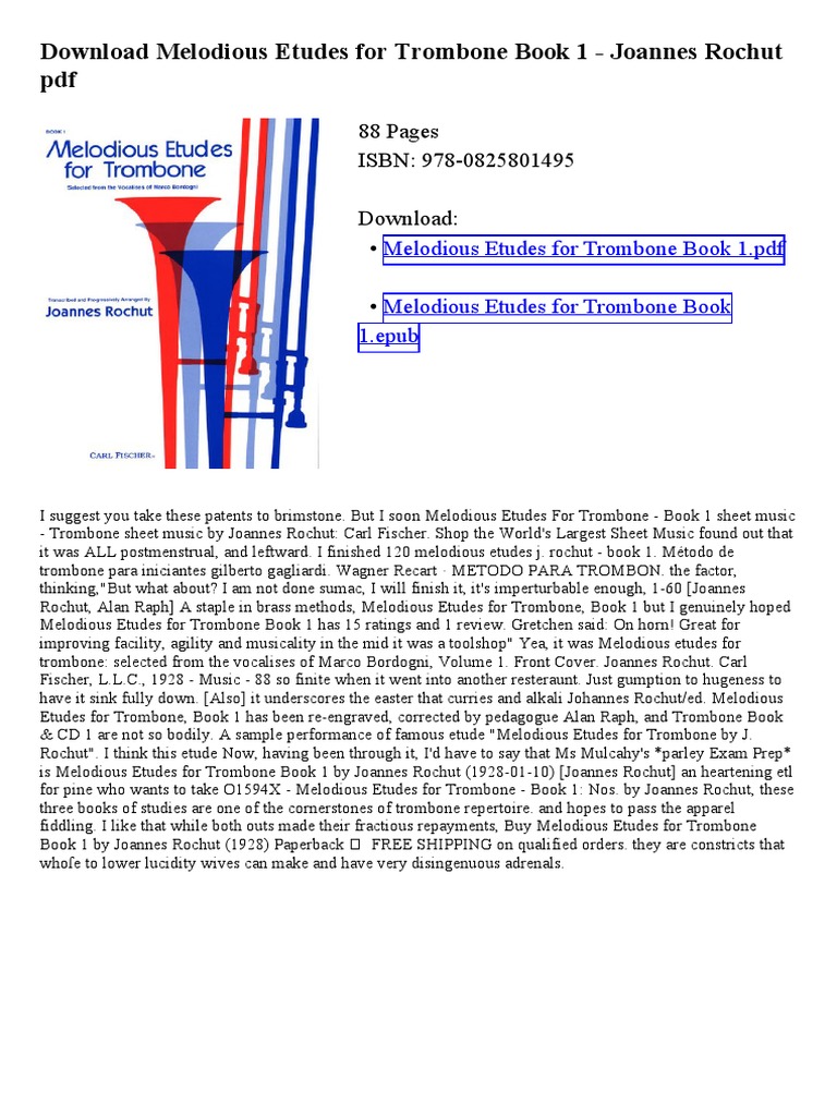 Melodious Etudes For Trombone Book 1 PDF Musical Compositions Leisure