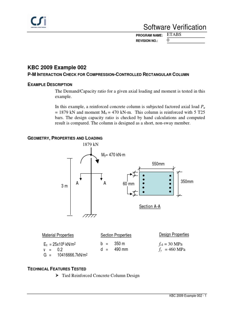 KBC 2009 Example 002 | PDF | Column | Reinforced Concrete