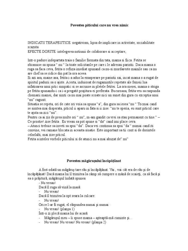 Povestea Piticului Care Nu Vrea Nimic | PDF