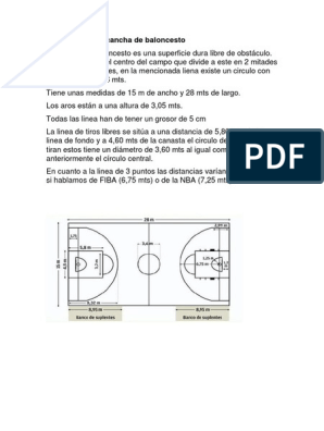 Medidas de Una Cancha de Baloncesto | PDF | Deportes atléticos | Deportes