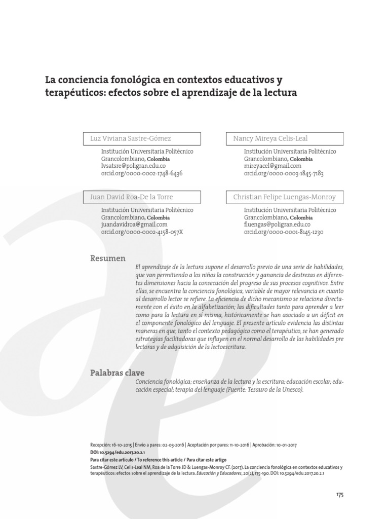 Conciencia Fonologica | PDF | Dislexia | Aprendiendo a leer